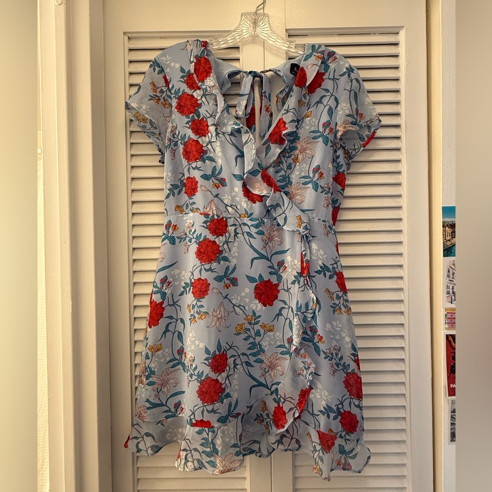 Bardot Red and Blue Floral Mini Dress